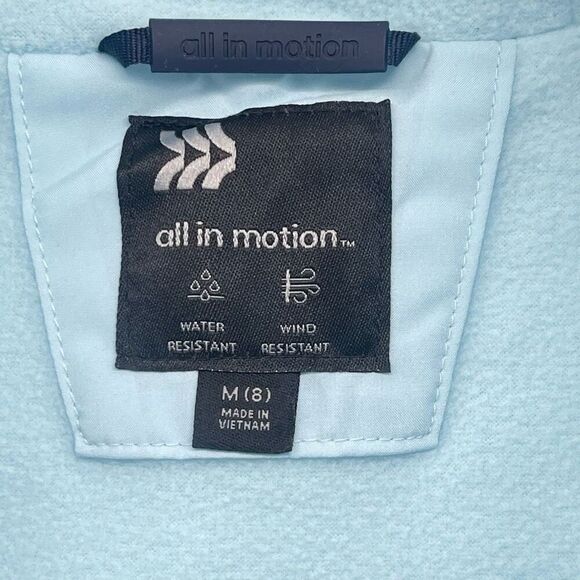 All in Motion Girls Blue Short Puffer Jacket M(8) NWT Wind & Water Resistant Zip - Picture 14 of 17